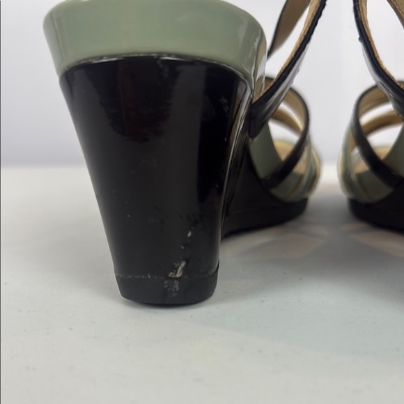 Vintage Geox Respira Roxy Black & Cream Wedge Shoes with Strappy Design 3” Heels - Picture 11 of 11